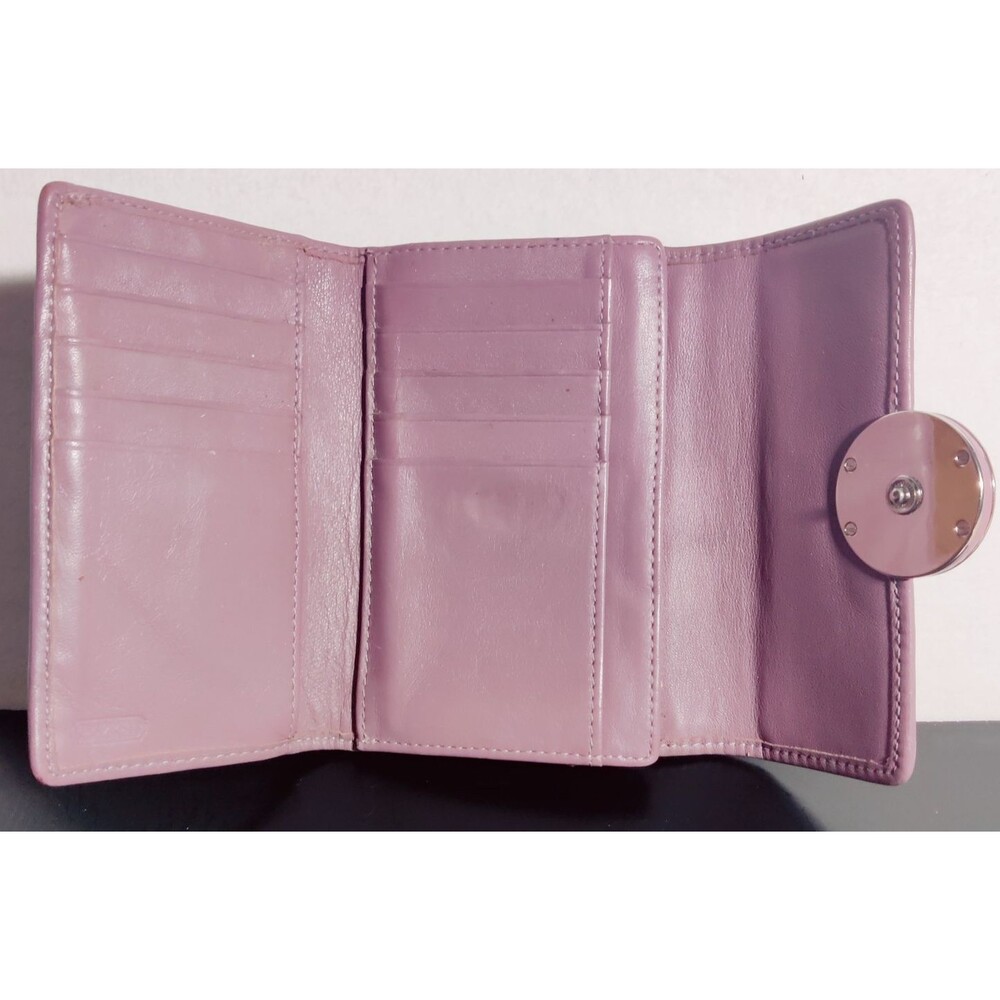 Coach Signature Trifold Canvas/Leather Wallet Lavender Trim Snap Wallet - Picture 7 of 13